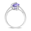 Thumbnail Image 5 of 8.0mm Trillion-Cut Tanzanite and 0.12 CT. T.W. Diamond Ribbon Ring in Sterling Silver