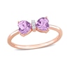 Thumbnail Image 0 of 5.0mm Heart-Shaped Amethyst and Diamond Accent Bow Ring in 10K Rose Gold