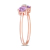 Thumbnail Image 2 of 5.0mm Heart-Shaped Amethyst and Diamond Accent Bow Ring in 10K Rose Gold