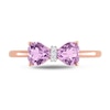 Thumbnail Image 3 of 5.0mm Heart-Shaped Amethyst and Diamond Accent Bow Ring in 10K Rose Gold