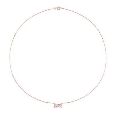 5.0mm Heart-Shaped Morganite and Diamond Accent Bow Necklace in 10K Rose Gold - 17"