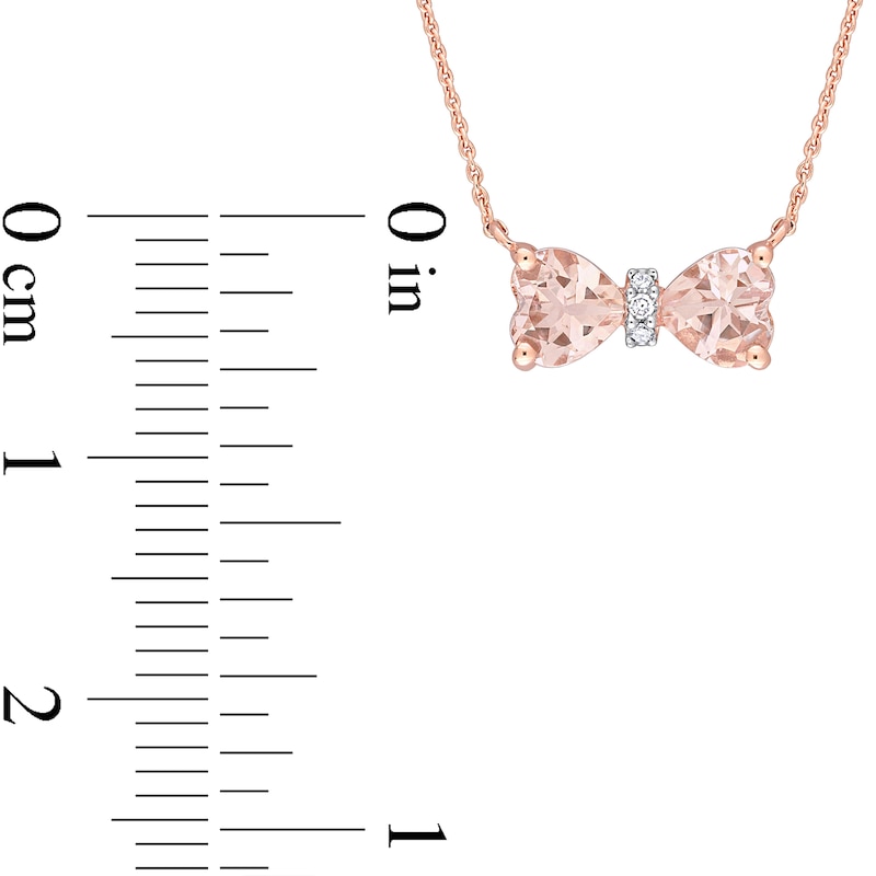 5.0mm Heart-Shaped Morganite and Diamond Accent Bow Necklace in 10K Rose Gold - 17"