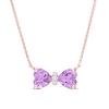 5.0mm Heart-Shaped Amethyst and Diamond Accent Bow Necklace in 10K Rose Gold - 17"