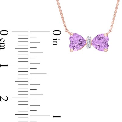 5.0mm Heart-Shaped Amethyst and Diamond Accent Bow Necklace in 10K Rose Gold - 17"