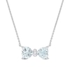Thumbnail Image 1 of 5.0mm Heart-Shaped Aquamarine and Diamond Accent Bow Necklace in 10K White Gold - 17"