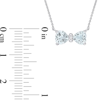 5.0mm Heart-Shaped Aquamarine and Diamond Accent Bow Necklace in 10K White Gold - 17"