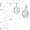 Thumbnail Image 5 of Oval Opal, White Topaz, and 0.06 CT. T.W. Diamond Frame Pendant and Drop Earrings Set in Sterling Silver