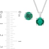 7.0mm Lab-Created Emerald Solitaire Pendant and Stud Earrings Set in Sterling Silver