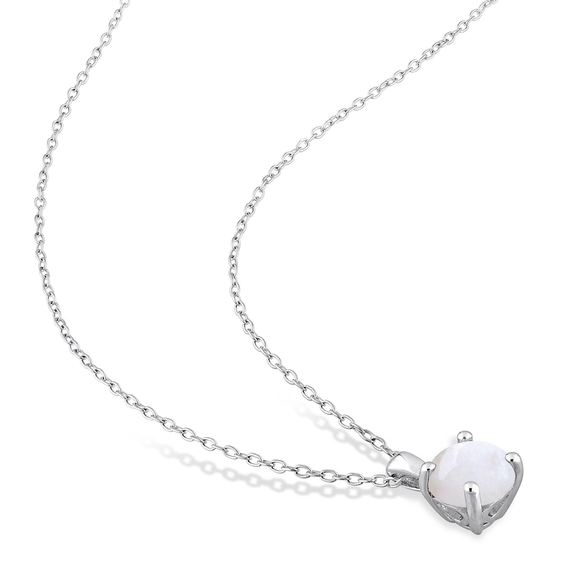 7.0mm Opal Solitaire Pendant and Stud Earrings Set in Sterling Silver