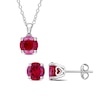 Thumbnail Image 1 of 7.0mm Lab-Created Ruby Solitaire Pendant and Stud Earrings Set in Sterling Silver