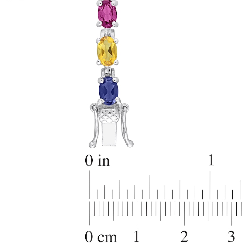 Main Image 3 of Oval Multi-Gemstone Rainbow Line Bracelet in Sterling Silver