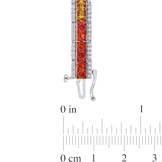 3.0mm Princess-Cut Multi-Colour Lab-Created Sapphire Rainbow Triple-Row Tennis Bracelet in Sterling Silver