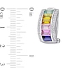 Baguette Multi-Colour Lab-Created Sapphire Triple-Row Hoop Earrings in Sterling Silver