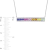 Thumbnail Image 4 of 3.0mm Princess-Cut Multi-Colour Lab-Created Sapphire Rainbow Triple-Row Bar Necklace in Sterling Silver - 16"