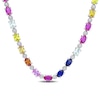 Oval Multi-Colour Lab-Created Sapphire Alternating Choker Necklace in Sterling Silver - 16"