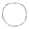 Thumbnail Image 3 of Oval Multi-Colour Lab-Created Sapphire Alternating Choker Necklace in Sterling Silver - 16"