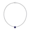 Thumbnail Image 3 of 10.0mm Heart-Shaped Blue Lab-Created Sapphire and White Lab-Created Sapphire Necklace in Sterling Silver - 15"