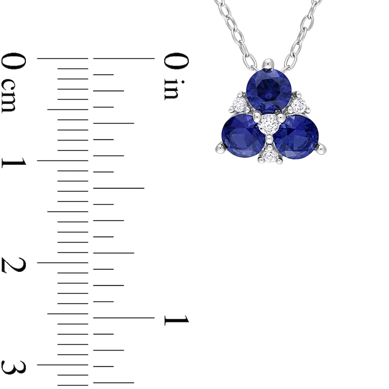 4.5mm Blue and White Lab-Created Sapphire Pendant in Sterling Silver
