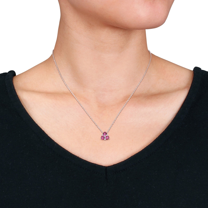 Main Image 2 of 4.5mm Lab-Created Ruby and White Lab-Created Sapphire Pendant in Sterling Silver
