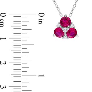 4.5mm Lab-Created Ruby and White Lab-Created Sapphire Pendant in Sterling Silver