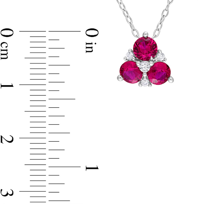 Main Image 3 of 4.5mm Lab-Created Ruby and White Lab-Created Sapphire Pendant in Sterling Silver