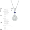 Thumbnail Image 3 of Vera Wang Love Collection 0.23 CT. T.W. Pear-Shaped Diamond and Blue Sapphire Pendant in 10K White Gold - 19"