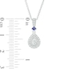 Thumbnail Image 2 of Vera Wang Love Collection 0.23 CT. T.W. Pear-Shaped Diamond and Blue Sapphire Pendant in 10K White Gold - 19"