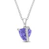 Thumbnail Image 1 of 8.0mm Trillion-Cut Tanzanite and 0.04 CT. T.W. Diamond Ribbon Pendant in Sterling Silver 