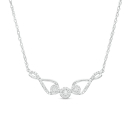 0.13 CT. T.W. Multi-Diamond Infinity Loop Trio Necklace in Sterling Silver