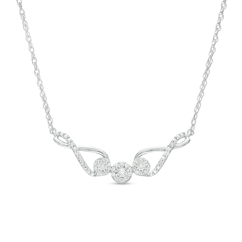0.13 CT. T.W. Multi-Diamond Infinity Loop Trio Necklace in Sterling Silver|Peoples Jewellers