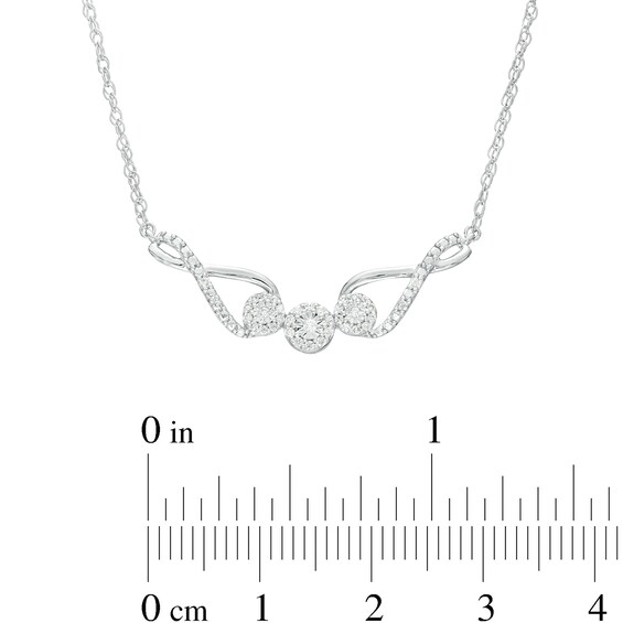 0.13 CT. T.W. Multi-Diamond Infinity Loop Trio Necklace in Sterling Silver