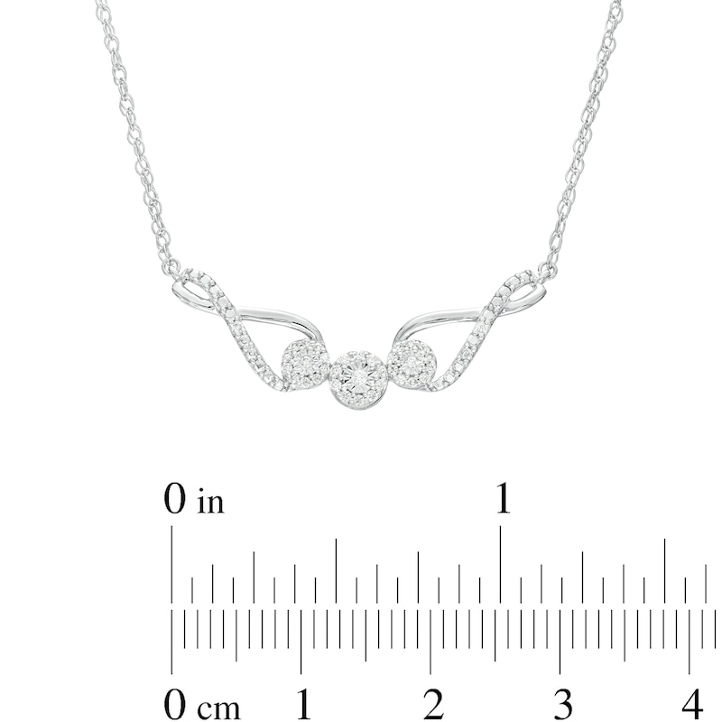 Main Image 3 of 0.13 CT. T.W. Multi-Diamond Infinity Loop Trio Necklace in Sterling Silver