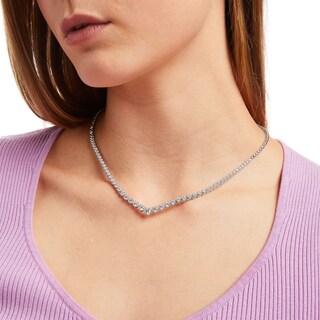 4.01 CT. T.W. Diamond Graduated Chevron Necklace in 10K White Gold – 17"