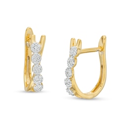 0.20 CT. T.W. Multi-Diamond U-Hoop Earrings in 10K Gold