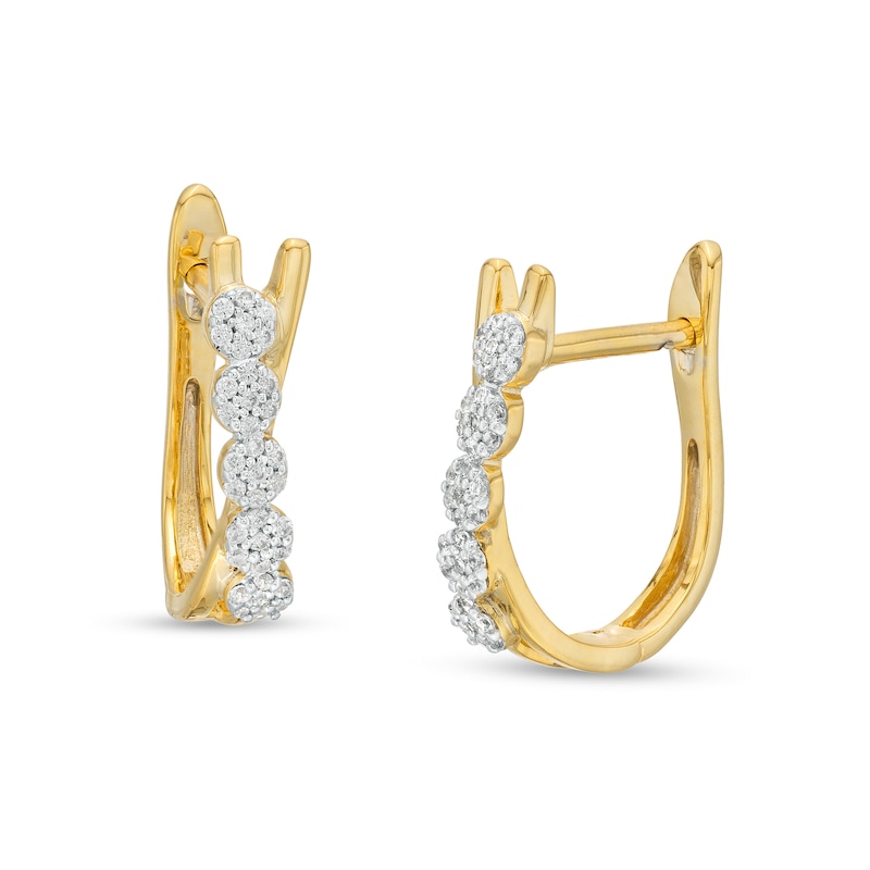 0.20 CT. T.W. Multi-Diamond U-Hoop Earrings in 10K Gold|Peoples Jewellers