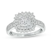 Thumbnail Image 0 of 1.00 CT. T.W. Cushion-Shaped Multi-Diamond Starburst Frame Ring in 10K White Gold