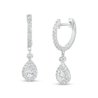1.05 CT. T.W. Pear-Shaped Diamond Frame Drop Earrings in 10K White Gold