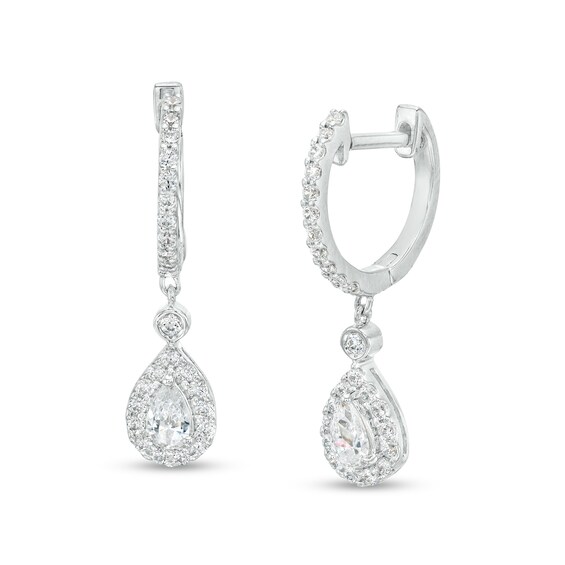 1.05 CT. T.W. Pear-Shaped Diamond Frame Drop Earrings in 10K White Gold