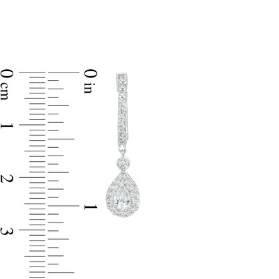 1.05 CT. T.W. Pear-Shaped Diamond Frame Drop Earrings in 10K White Gold