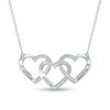 Mother's Diamond Accent Beaded Engravable Interlocking Hearts Necklace in Sterling Silver (3 Lines)