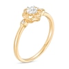 Thumbnail Image 1 of 0.08 CT. T.W. Diamond Flower Promise Ring in Sterling Silver with Gold Flash Plate