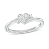 Thumbnail Image 1 of 0.10 CT. T.W. Diamond Heart Promise Ring in Sterling Silver