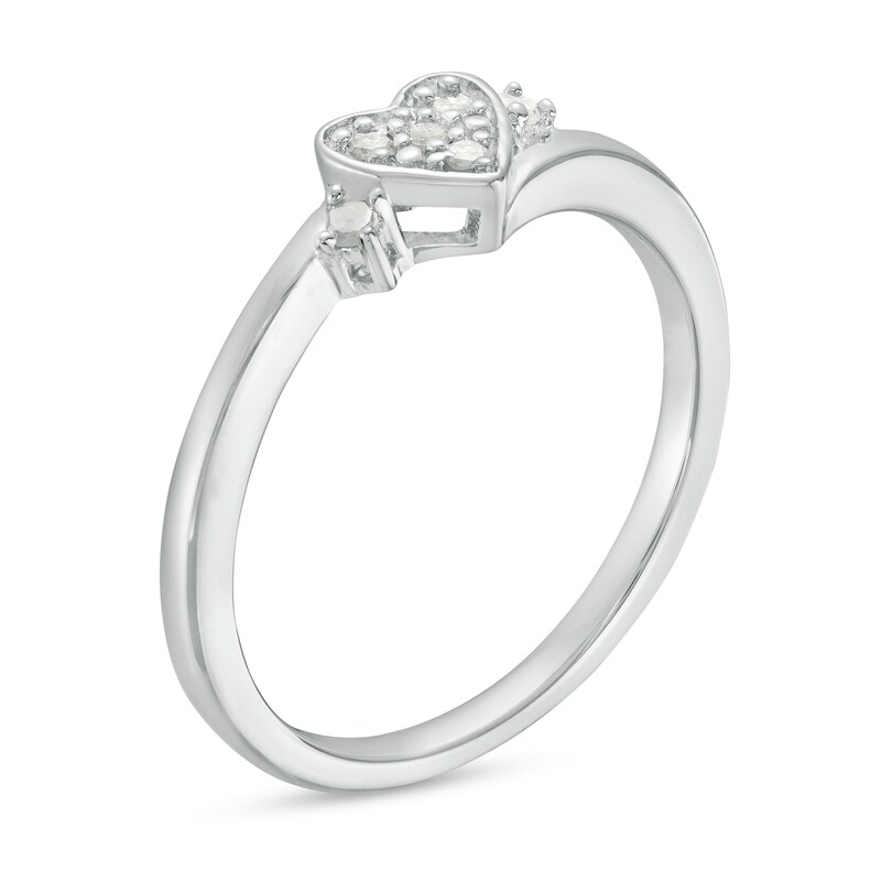 Main Image 2 of 0.10 CT. T.W. Diamond Heart Promise Ring in Sterling Silver