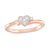 Thumbnail Image 0 of 0.10 CT. T.W. Diamond Heart Promise Ring in Sterling Silver with Rose Gold Flash Plate
