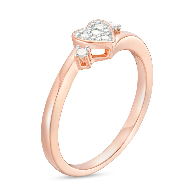 0.10 CT. T.W. Diamond Heart Promise Ring in Sterling Silver with Rose Gold Flash Plate