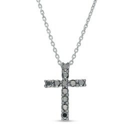 0.40 CT. T.W. Black Diamond Cross Pendant in Sterling Silver
