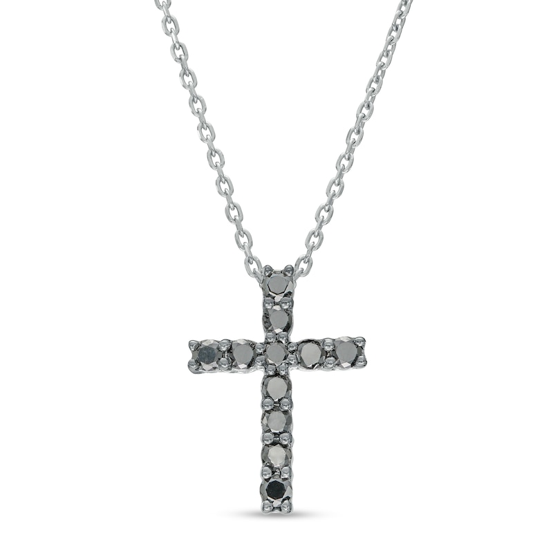 0.40 CT. T.W. Black Diamond Cross Pendant in Sterling Silver|Peoples Jewellers