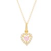 Thumbnail Image 0 of Child's 3.0mm Heart-Shaped Pink Cubic Zirconia Open Frame Pendant in 10K Gold – 15"