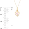 Child's 3.0mm Heart-Shaped Pink Cubic Zirconia Open Frame Pendant in 10K Gold – 15"