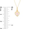 Thumbnail Image 2 of Child's 3.0mm Heart-Shaped Pink Cubic Zirconia Open Frame Pendant in 10K Gold – 15"